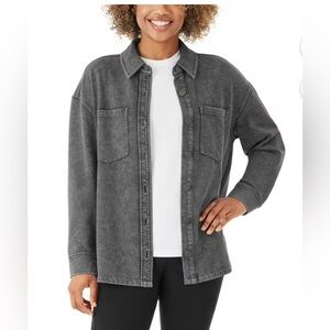 Member's Mark Women's Relaxed Fit Knit Denim Shirt - Black Size Medium NWT